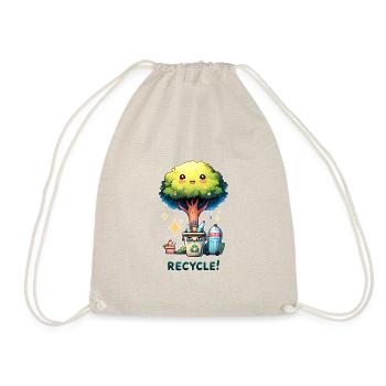 Chibi Niedlicher Baum mit Papierkorb Earth Day recyceln - Turnbeutel - Natur - Vorne