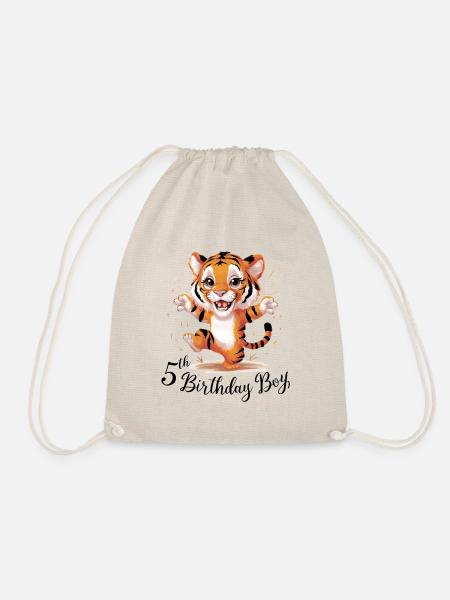 Süßer Tiger 5. Geburtstag Geschenk Wilde Tiere - Turnbeutel - Natur