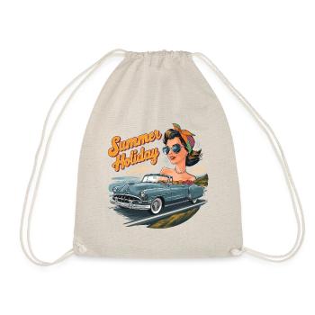 Holiday Cabrio Ride Lifestyle 1950s 1960s - Drawstring Bag - nature - Front