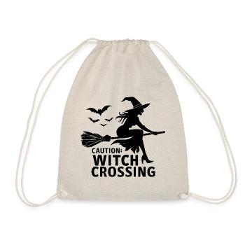 Halloween Witch Broom Caution Witch Crossing - Drawstring Bag - nature - Front