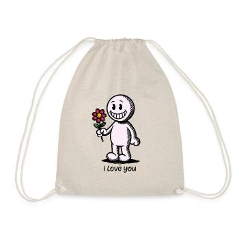 Stick figure with flower I LOVE YOU - Drawstring Bag - nature - Front