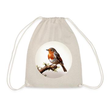 Robin sitting on branch - Drawstring Bag - nature - Front