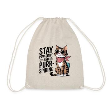 Pawsitive Vibes Only T-Shirt, Cat Lover T-Shirt - Drawstring Bag - nature - Front