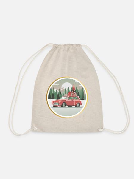 Weihnachtsauto, Geschenkauto, Weihnachtsgeschenke - Turnbeutel - Natur