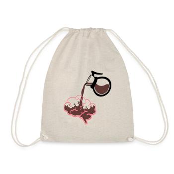 Energized for the day, hot coffee - Drawstring Bag - nature - Front