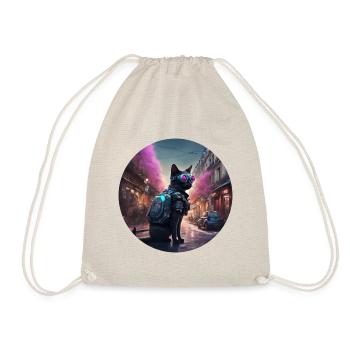 A cyberpunk cat - Drawstring Bag - nature - Front