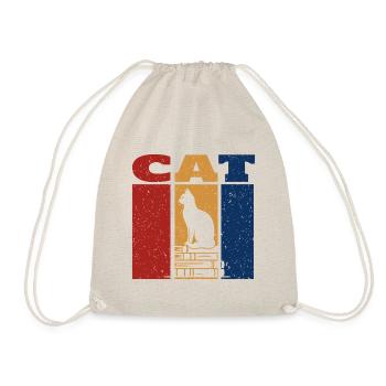Katze auf Büchern Retro-Design - Turnbeutel - Natur - Vorne
