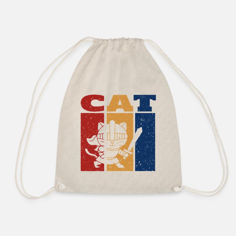 Ritter Katze Retro Design - Turnbeutel - Natur