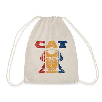 DJ Cat Retro Design - Drawstring Bag - nature - Front