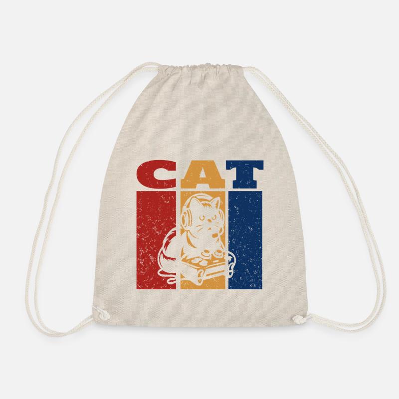 Die Gamer Cat Retro Design - Turnbeutel - Natur