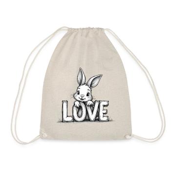Cute bunny with LOVE – Perfect for Easter & Love - Drawstring Bag - nature - Front