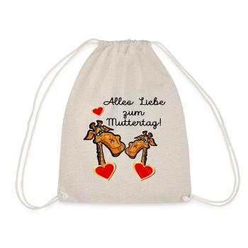 GESCHENKE ZUM MUTTERTAG MAMA KIND GIRAFFE - Turnbeutel - Natur - Vorne
