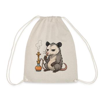 Opossum with hookah gift - Drawstring Bag - nature - Front
