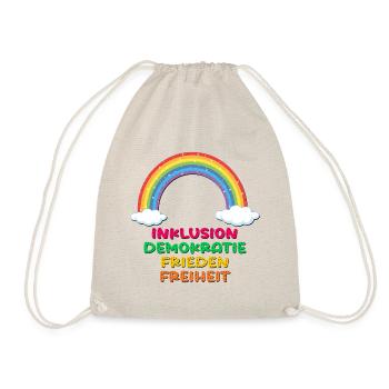 INKLUSION REGENBOGEN FRIEDEN DEMOKRATIE - Turnbeutel - Natur - Vorne