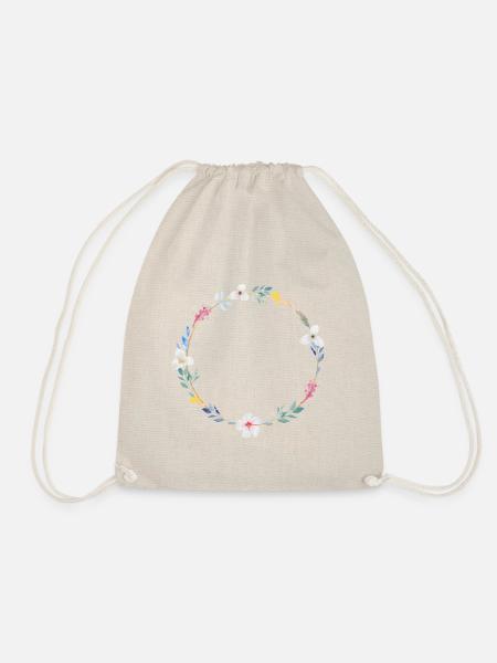 Sommer Blumen Kranz, personalisierbar - Turnbeutel - Natur