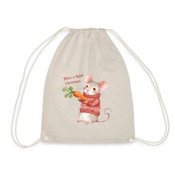 Süße Weihnachts Maus – Have a Kind Christmas - Drawstring Bag - nature - Front