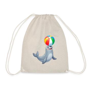 Seal playing with a colourful ball - Drawstring Bag - nature - Front