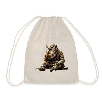 Rhinocéros mélancolique avec des fleurs - Sac de sport léger - nature - Devant