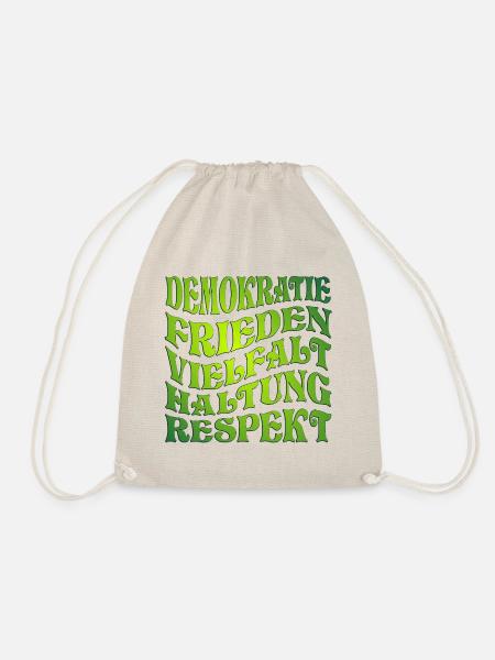 DEMOKRATIE - HALTUNG GRÜN - Turnbeutel - Natur