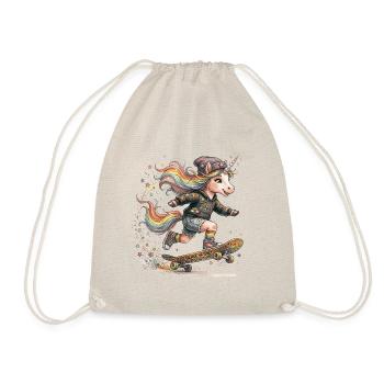 Licorne patineuse avec crinière arc-en-ciel - Sac de sport léger - nature - Devant