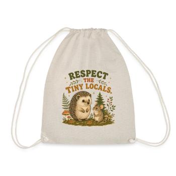 Respect The Tiny Locals Hedgehog Retro - Drawstring Bag - nature - Front