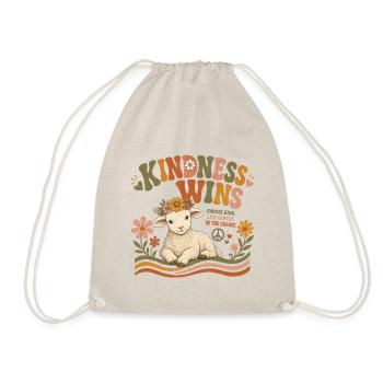 Kindness Wins Lamb Vegan Retro - Drawstring Bag - nature - Front