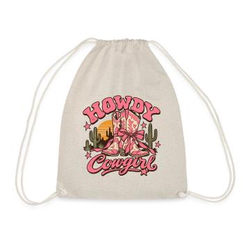 Vintage-rosa Howdy Lady Cowboy-Stiefel - Turnbeutel - Natur - Vorne