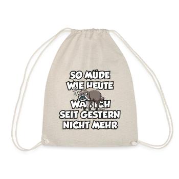 schlafender Waschbär Langschläfer müde Spruch - Turnbeutel - Natur - Vorne