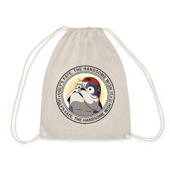 Cute funny bulldog puppy rapper in cartoon style - Drawstring Bag - nature - Front