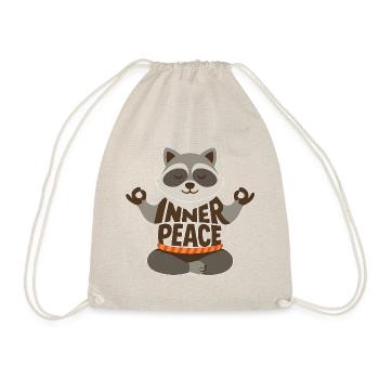 Raccoon Yoga Inner Peace Meditating - Drawstring Bag - nature - Front