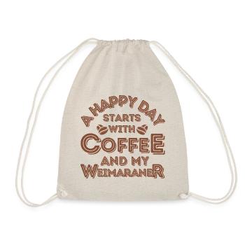 Weimaraner Kaffee Hund Cafe - Turnbeutel - Natur - Vorne