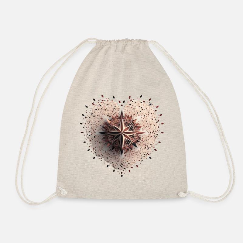 Heart with Compass Valentine's Edition - Drawstring Bag - nature