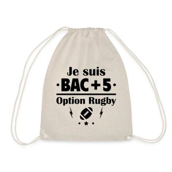Bac+5 option rugby, fête des pères, cadeau de noël - Sac de sport léger - nature - Devant