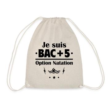 Bac+5 option natation, fête des pères, cadeau noël - Sac de sport léger - nature - Devant
