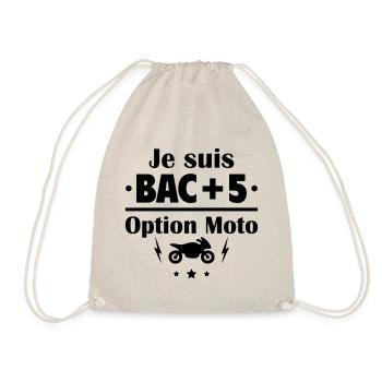 Bac+5 option moto, fête des pères, cadeau de noël - Sac de sport léger - nature - Devant
