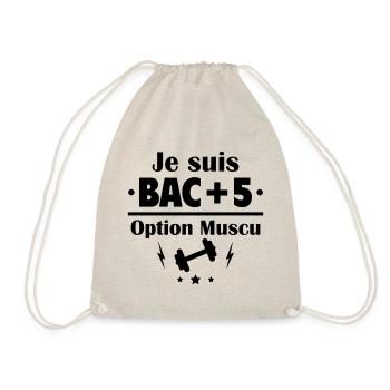 Bac+5 option muscu, fête des pères, cadeau de noël - Sac de sport léger - nature - Devant