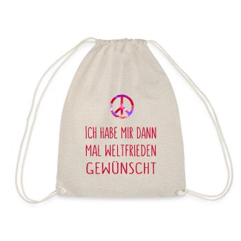 Ich habe mir dann mal Weltfrieden gewünscht - rot - Turnbeutel - Natur - Vorne