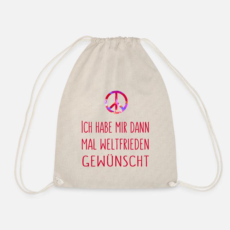 Ich habe mir dann mal Weltfrieden gewünscht - rot - Turnbeutel - Natur