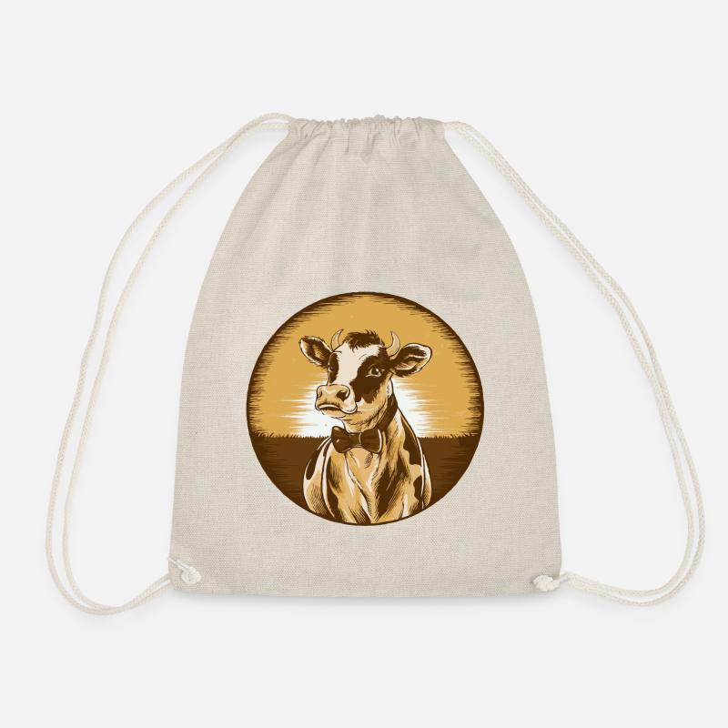 Retro Cow with Bowtie - Turnbeutel - Natur