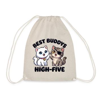 Süße Comic Katzen machen High Five – Best Buddys  - Turnbeutel - Natur - Vorne