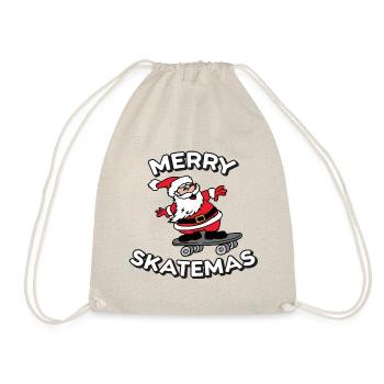 Merry Skatemas | Skateboard Weihnachten Print - Turnbeutel - Natur - Vorne
