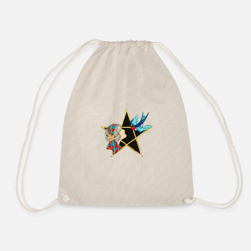 Pentacle Swallow - Drawstring Bag - nature