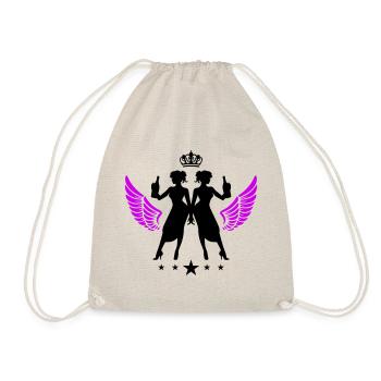 Drunk Silhouette Celebrating Party Girl - Drawstring Bag - nature - Front