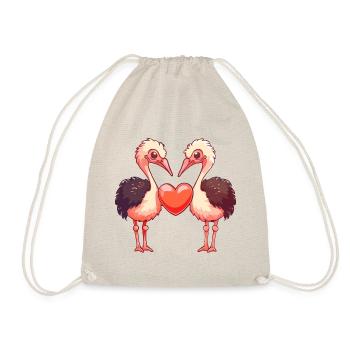 Ostrich Couple Love Couple In Love - Drawstring Bag - nature - Front