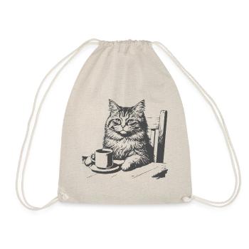 Cat Coffee Moment - Drawstring Bag - nature - Front