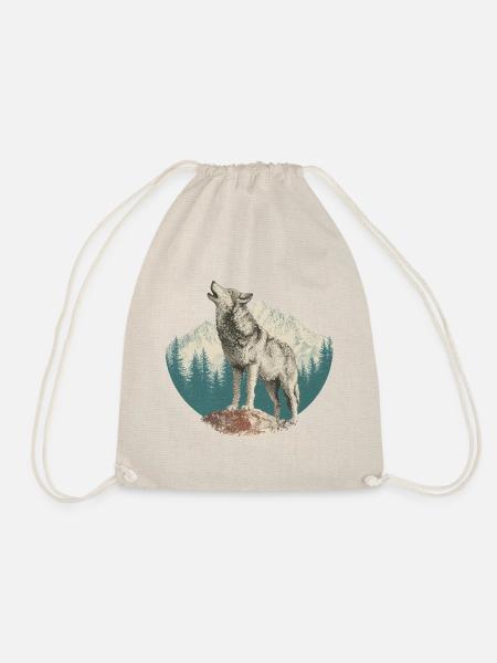 Wolf - Drawstring Bag - nature