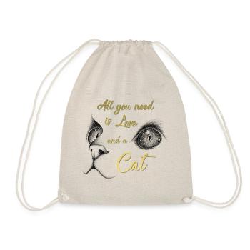 All You need is Love and a Cat. Katzenliebe. - Turnbeutel - Natur - Vorne