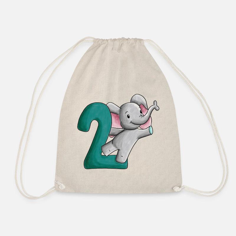2nd Birthday Elephant - Drawstring Bag - nature