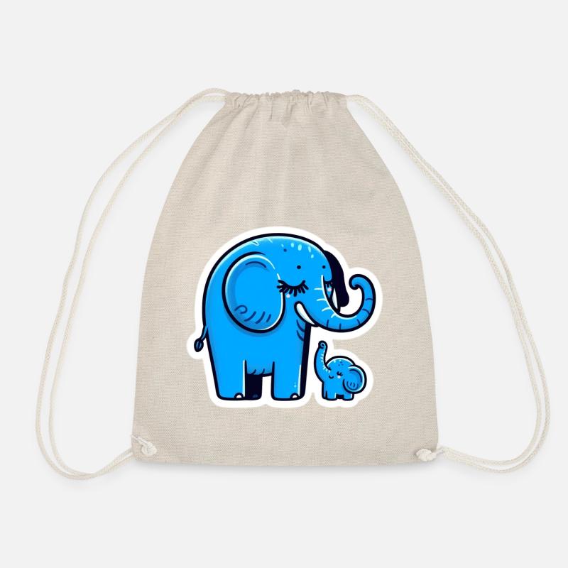 Blue elephants - Drawstring Bag - nature