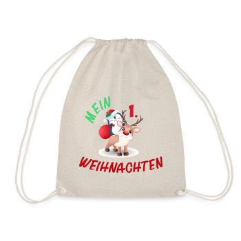 Mein 1. Weihnachten Kinder Strampler Baby Geschenk - Turnbeutel - Natur - Vorne